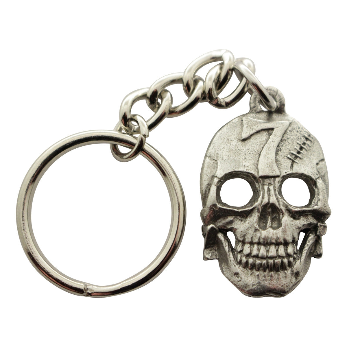 Lucky Number 7 Skull Keychain ~ Antiqued Pewter ~ Keychain ~ Antiqued Pewter Keychain ~ Sarah's Treats & Treasures